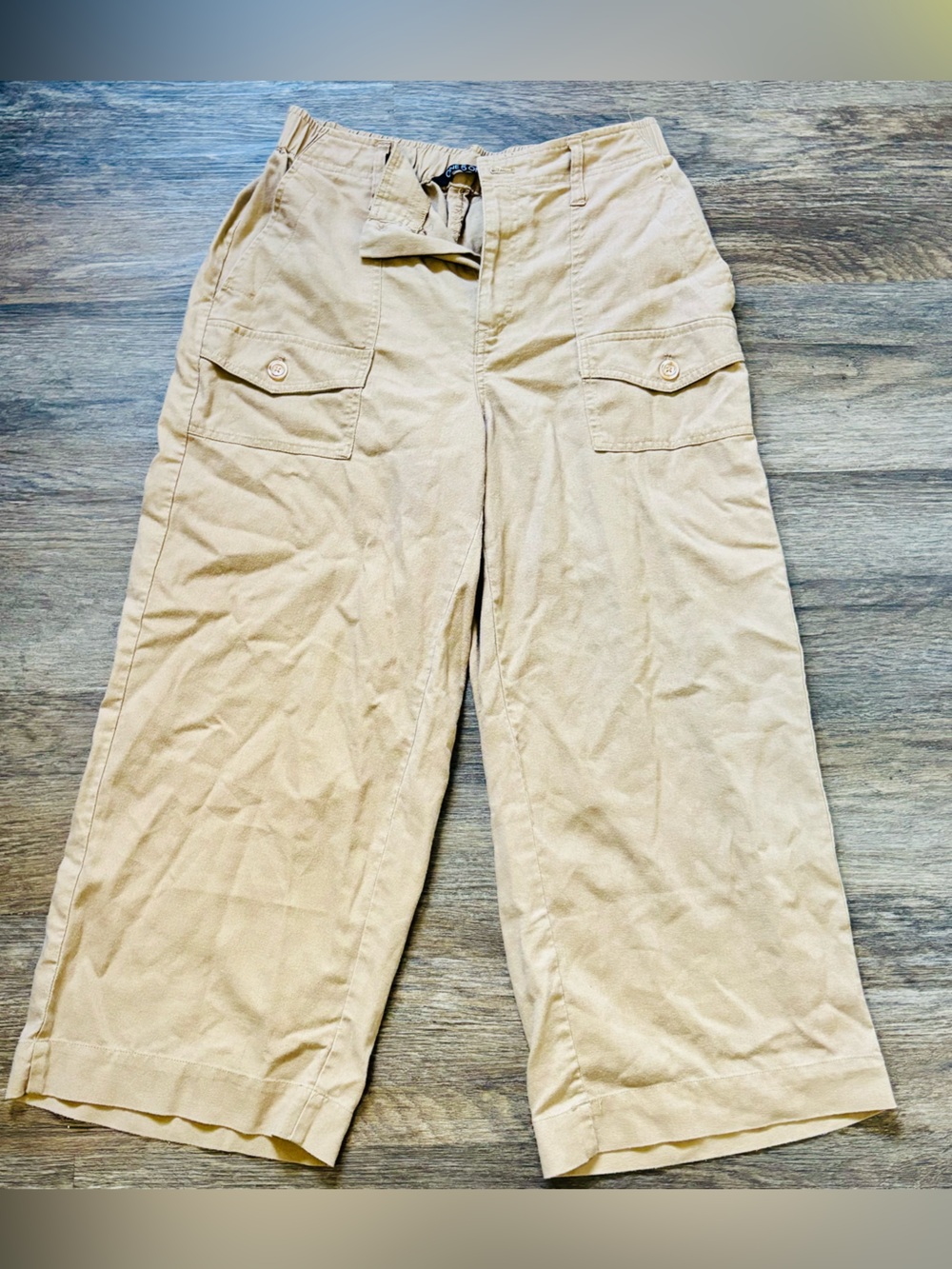 one 5 one Men's Wide-Leg Cargo Pants in Tan
